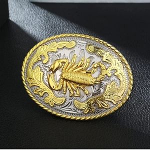 New oval silver and gold Scorpion belt buckle approx. 3.75"